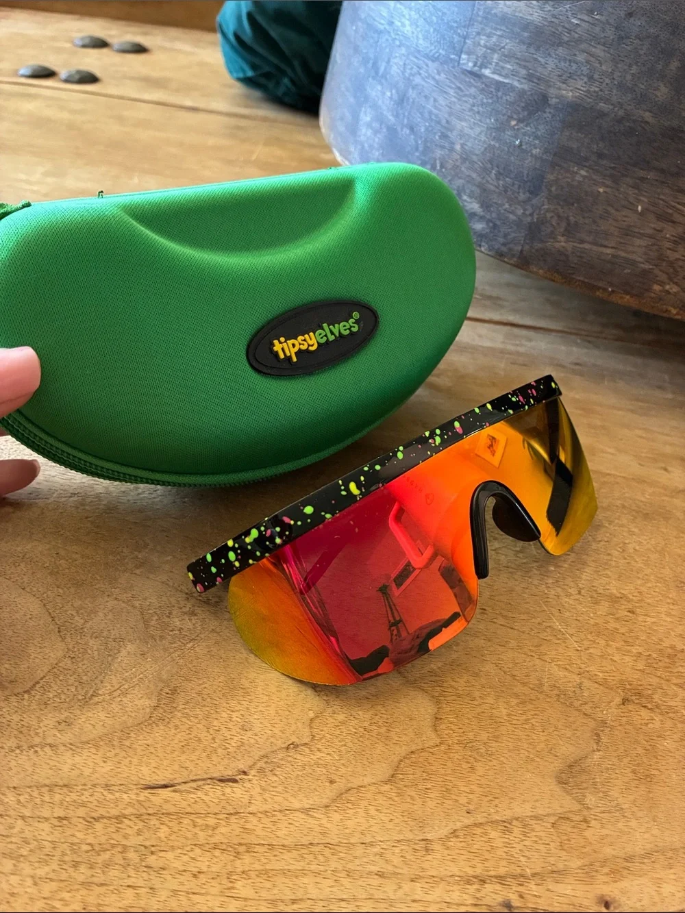 Tipsy Elves Men's Rainbow Mirrored Sunglasses - Black Paint Splatter Frame